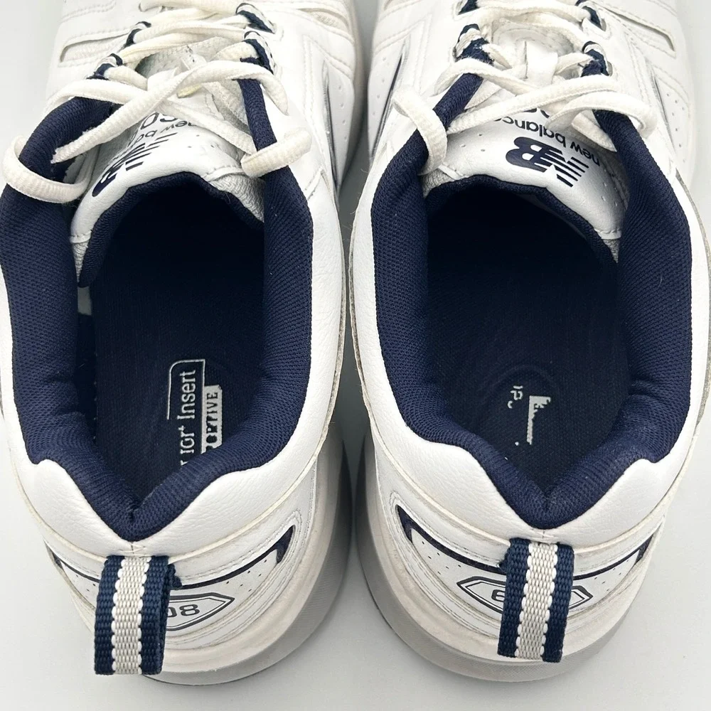 New Balance 608 Mens 13 4E Extra Wide  Leather Cross Training Shoes White Navy